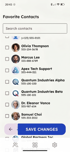 EasyLauncher Settings screen for Favorite Contacts